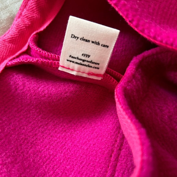 Maison Cleo handmade hot pink wool miniskirt with slit, never worn FR 36/Small - Picture 8 of 10